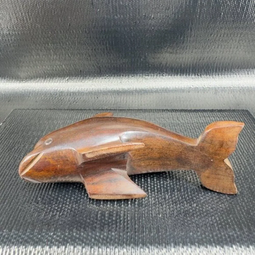 Hand Carved Ironwood Figurine Wood Carving‎ Made Mexico Dolphin Figurine Vintage